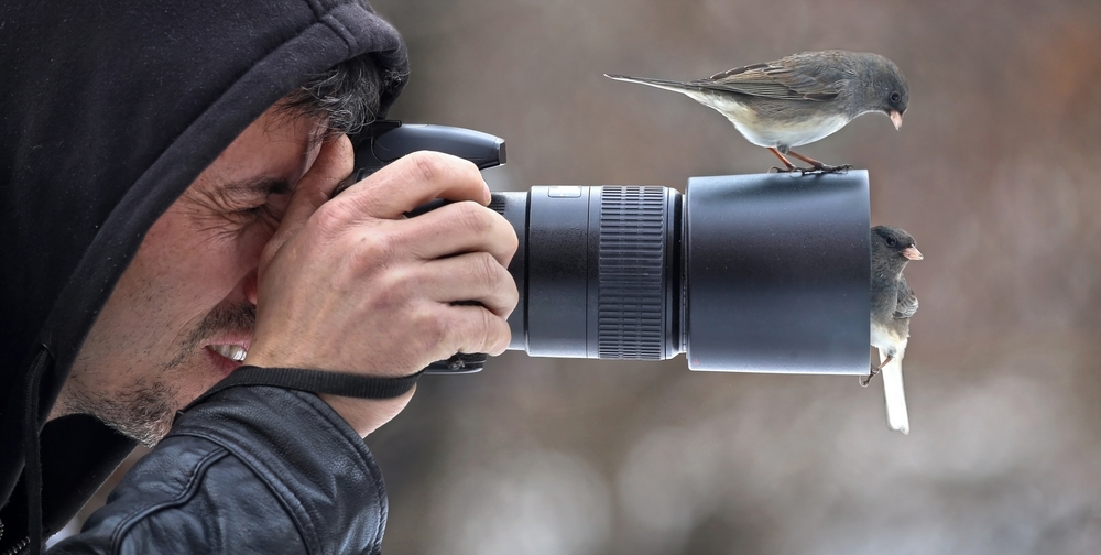 Фотограф с птицей